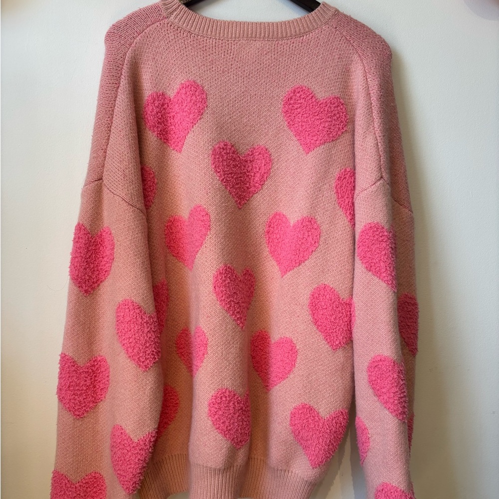 Pink Heart Pattern Knit Sweater - Picture 5 of 5